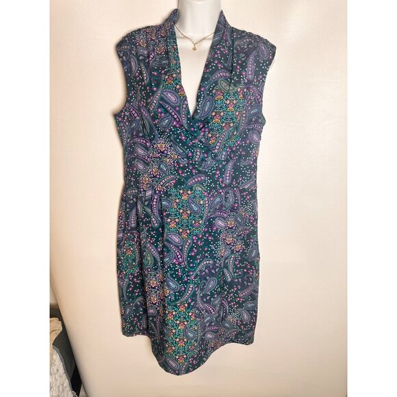 Athleta Dahlia Paisley Floral‎ Sleeveless Mini Dress Athletic Athleisure, Medium - Picture 2 of 8